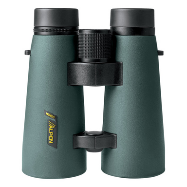 Alpen Wings 8x56 Binoculars facing down.