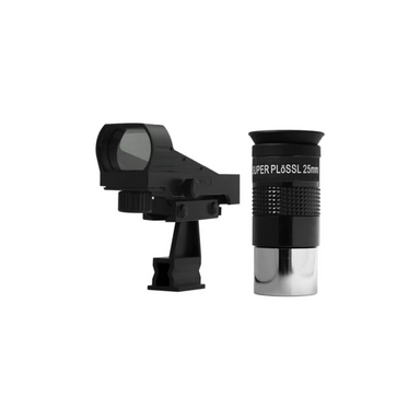 Explore Scientific red dot viewfinder and 25mm Plossl eyepiece.