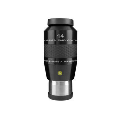 Explore Scientific 100° Series 14mm Waterproof Eyepiece facing down.