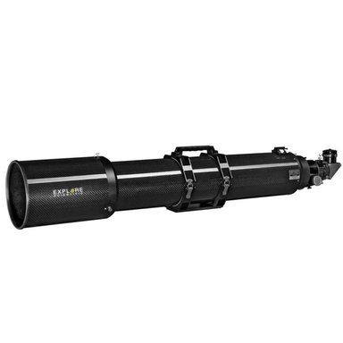 Explore Scientific ED152 Air-Spaced Triplet Telescope in Carbon Fiber facing left.