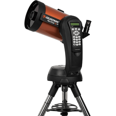 Nexstar 6se Computerized telescope slightly facing left and pointed to the sky.