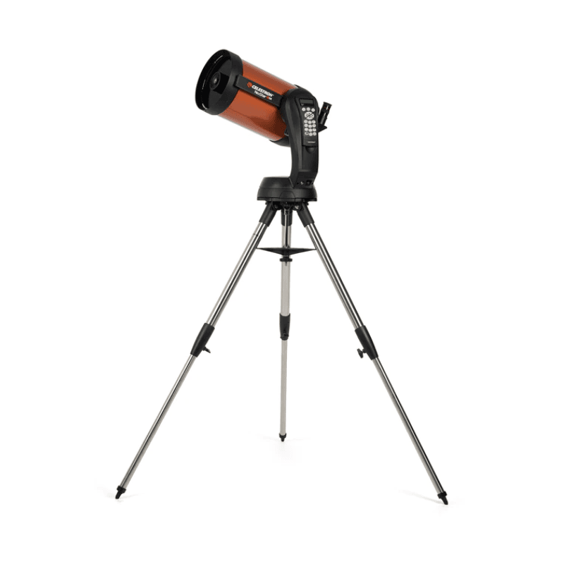 Nexstar 8SE Computerized Telescope assembled on its mount facing left and pointed to the sky.
