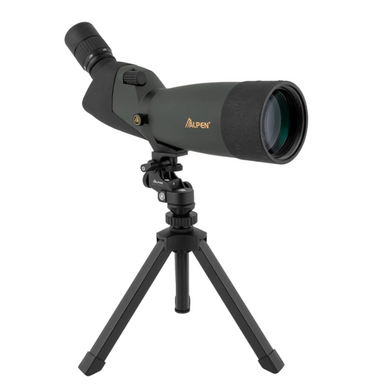 Alpen Shasta Ridge 20-60x80 Waterproof Spotting Scope slightly facing right with the lens cover off.