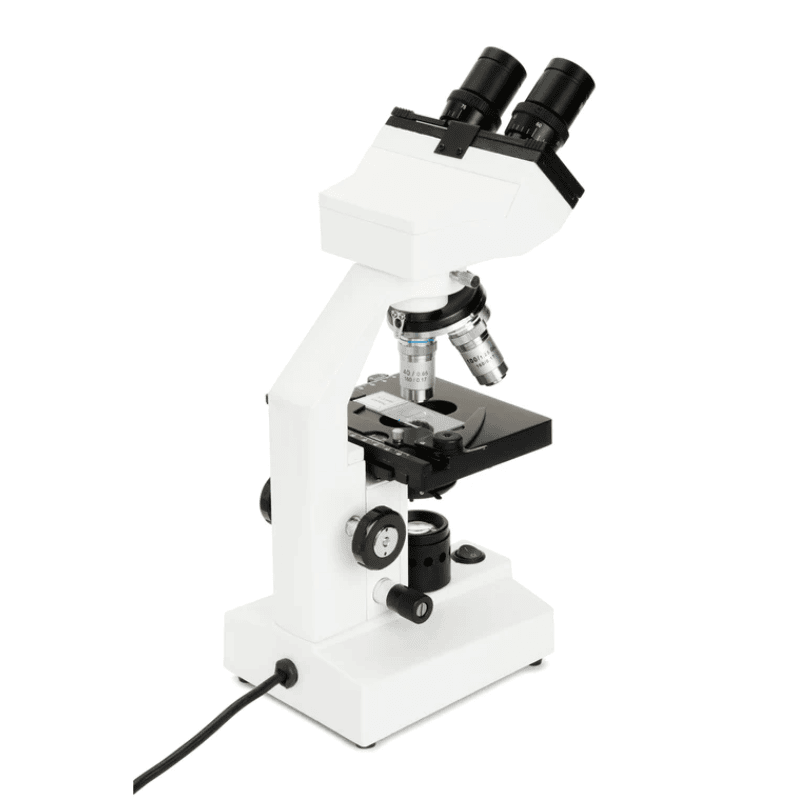 Celestron Labs CB1000CF Compound Microscope slightly facing back and to the right.
