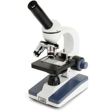 Celestron Labs CM1000C Compound Microscope slightly facing left.