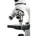 Celestron Labs CM1000C Compound Microscope stage and objective lens slightly facing left.