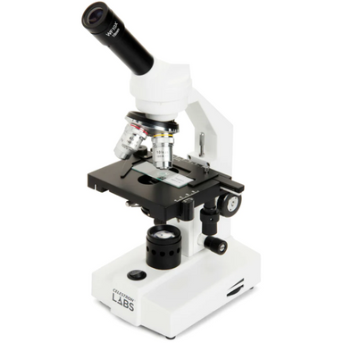 Celestron Labs CM2000CF Compound Microscope slightly facing left.