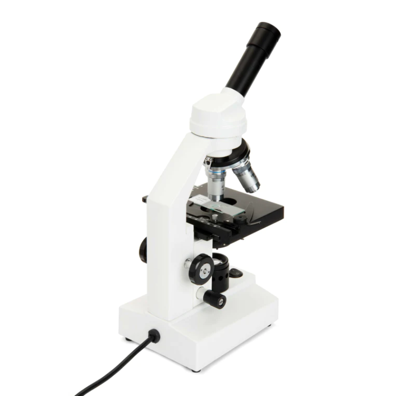 Celestron Labs CM2000CF Compound Microscope slightly facing right and back.