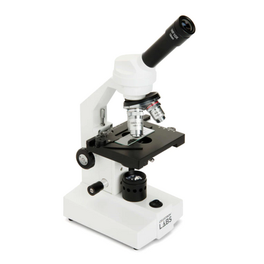 Celestron Labs CM2000CF Compound Microscope slightly facing right.