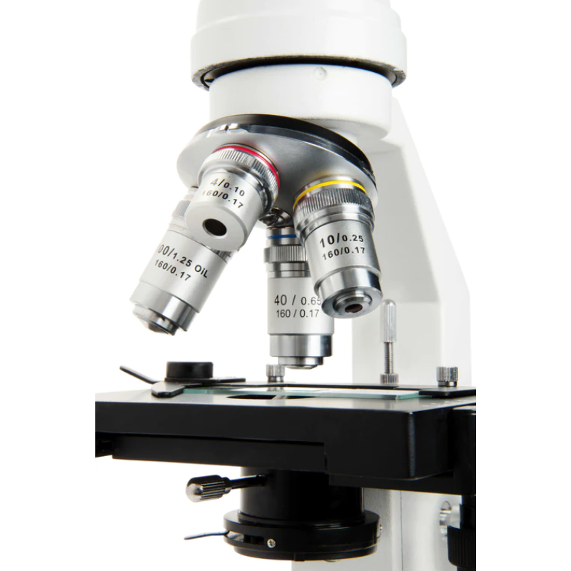Celestron Labs CM2000CF Compound Microscope stage and objective lens.