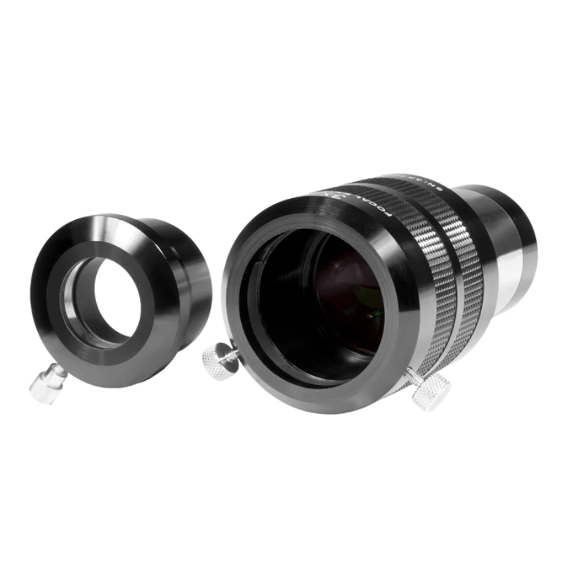 Explore Scientific 2" 3X Focal Extender - FE03-020 facing sideways with the adapter slightly facing front. 