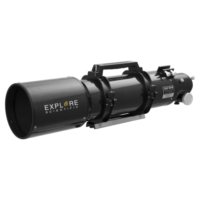 Explore Scientific ED102-FCD100 Series Air-Spaced Triplet Telescope in Carbon Fiber slightly facing left.