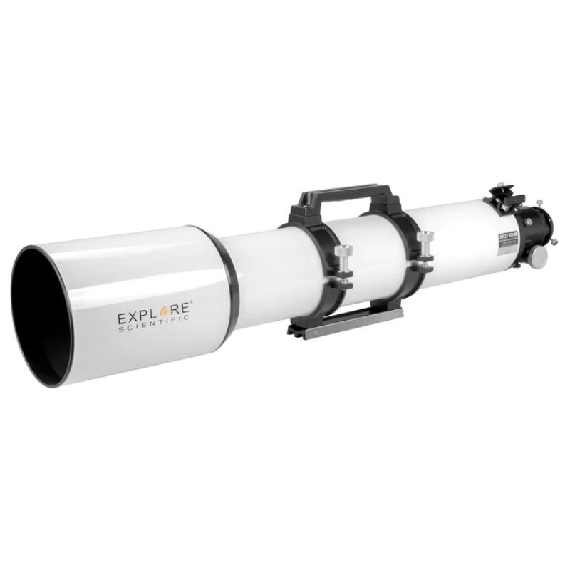 Explore Scientific FCD100 Series 127mm f/7.5 Aluminum Air-Spaced Triplet ED APO Refractor Telescope slightly facing left.