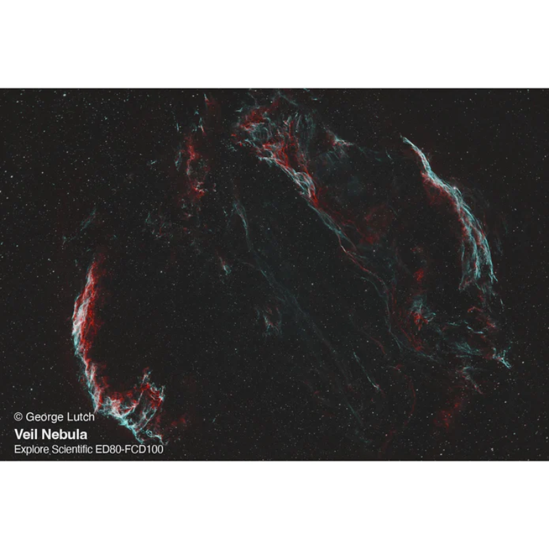 Image of Veil Nebula through Explore Scientific ED80-FCD100 Series Air-Spaced Triplet Refractor Telescope.