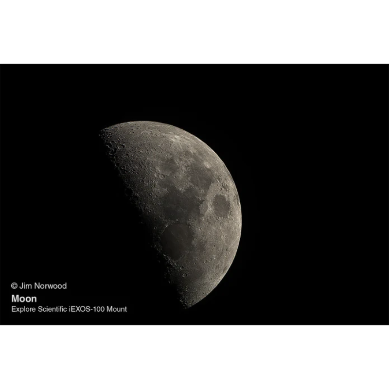 Image of the moon using iEXOS-100-2 PMC-Eight Equatorial Tracker System with WiFi and Bluetooth®.