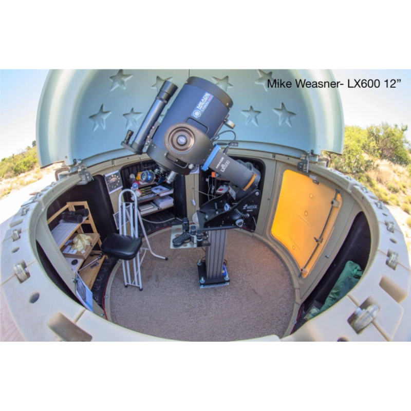 Meade 14" f/8 LX600 ACF Telescope with StarLock and Tripod in an observatory. 