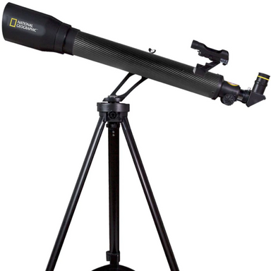 National Geographic CF700SM 70mm Refractor Telescope facing left and pointed up.