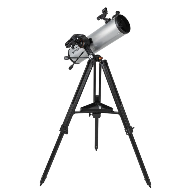 STARSENSE EXPLORER DX 130AZ SMARTPHONE APP-ENABLED NEWTONIAN REFLECTOR TELESCOPE slightly facing right and pointed to the sky. 