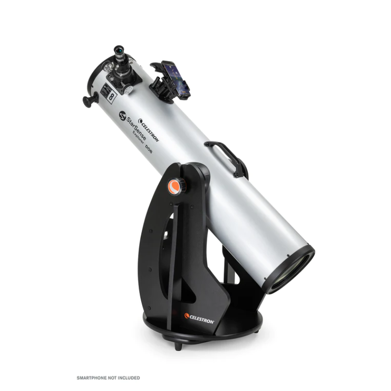 Starsense Explorer 8" Smartphone App-Enabled Dobsonian Telescope slightly facing left and pointed up.