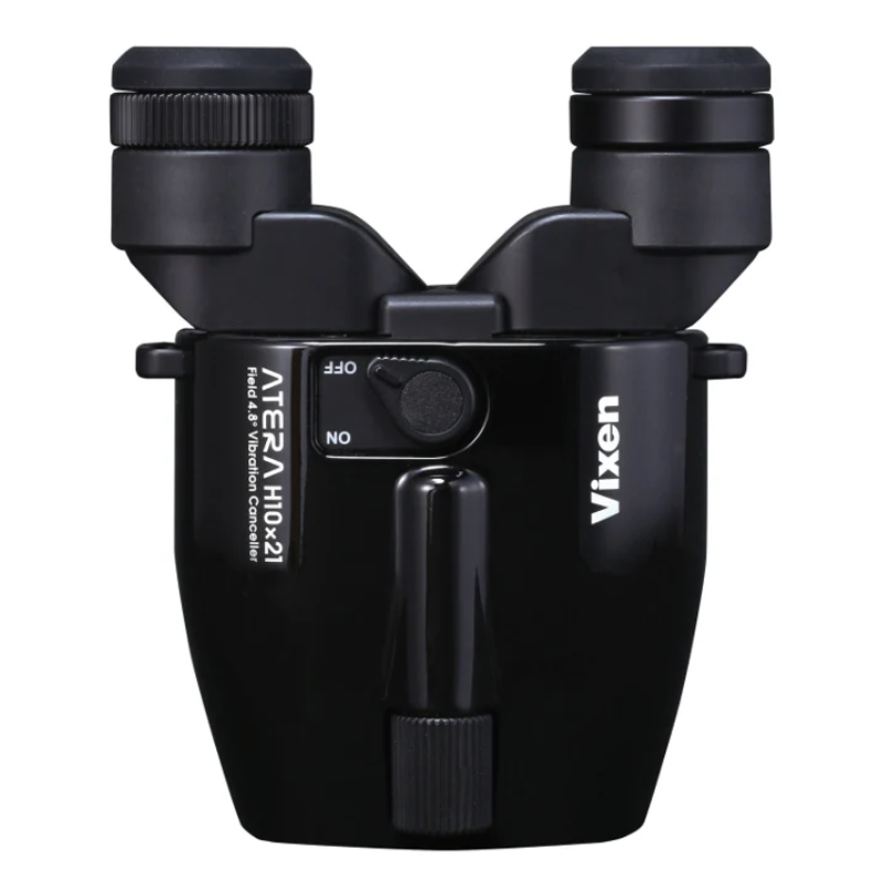 Vixen Binoculars ATERA H10x21 black standing straight.