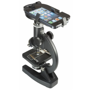 Vixen Telescope Smartphone Camera Adapter attached to a microscope.