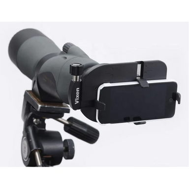 Vixen Telescope Smartphone Camera Adapter attached to a spotting scope.