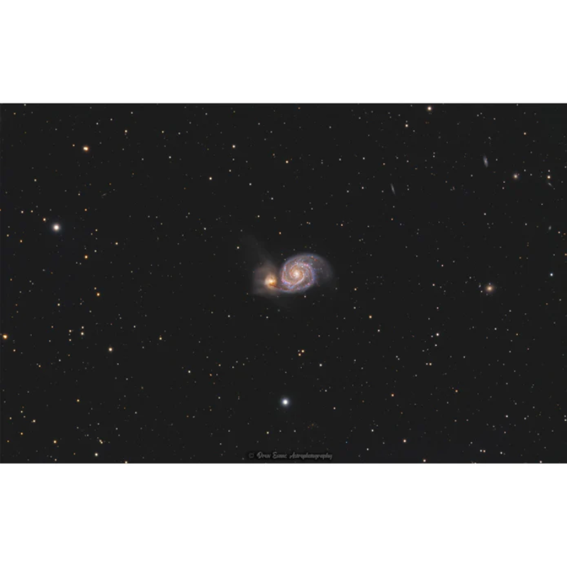 Image of whirlpool galaxy through Explore Scientific ED152 Air-Spaced Triplet Telescope in Carbon Fiber.