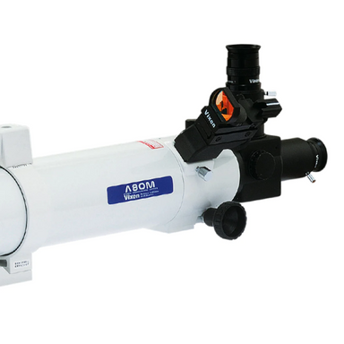 Zoomed in image of Vixen A81M Refractor Telescope red dot finder.