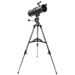 Zoomed out image of Explore One Aurora II Flat Black 114mm Slow Motion AZ Mount Telescope slightly facing right.
